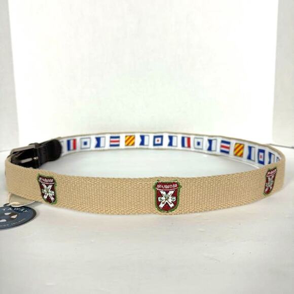 NWT- Castaway Nantucket Men's Bowsprit Belt Embroidered Bushwood Tan SZ 42 - Picture 5 of 8